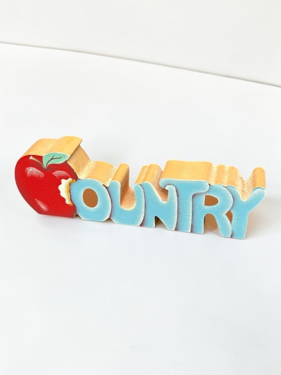 Vintage 1992 Wooden Country W/ Apple Cutout Small Table Top Decor EUC 4.75” x 2” - Picture 10 of 13